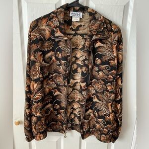 Teddy jacket. Zip up. Light weight. Floral print. Size M.